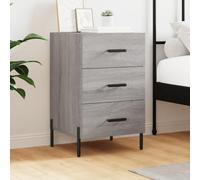 Ziaphsol Modern Sonoma Grey Bedside Table 40x40x66 cm with Wooden Engineering Surface Metal Legs Bedroom Nightstand with Spacious Drawer for Living Room and Bedroom Decor