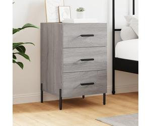 Ziaphsol Modern Sonoma Grey Bedside Table 40x40x66 cm with Wooden Engineering Surface Metal Legs Bedroom Nightstand with Spacious Drawer for Living Room and Bedroom Decor
