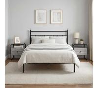 Ziaphsol Modern Sonoma Grey Bedside Table Set of 2 with Wooden Engineering Construction and Metal Details for Bedroom Lounge Or Dormitory Stylish Nightstands for Adult and Child Rooms
