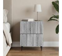 Ziaphsol Modern Sonoma Grey Bedside Table with Drawer 43 x 34.5 x 49.5 cm Bedroom Storage Cabinet with Wooden Engineering Structure and Sl esign for Versatile Interior Use