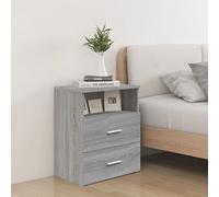 Ziaphsol Modern Sonoma Grey Bedside Tables 2 Piece Set 50x32x60 cm with Storage Drawers and Display Surface Durable Wood Engineering Bedroom Living Room Nightstands
