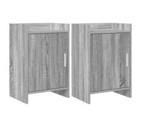 Ziaphsol Modern Sonoma Grey Bedside Tables Set of 2 with Storage Shelves and Metal Handles 40 x 30 x 60 cm for Bedroom Lounge Or Dormitory Durable Engineered Wood