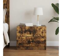 Ziaphsol Modern Vintage Bedside Table with Drawer in Smoked Oak 62 x 34.5 x 44.5 cm Versatile nightstand with Storage for Bedroom Or Living Room Decor Suitable for Adult Or Child Spaces