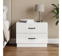 Ziaphsol Modern Vintage Bedside Table with Storage Drawers in Glossy White Finish Measuring 62 x 34.5 x 44.5 cm, Made of Engineered Wood, Ideal for Bedroom, Lounge, Or Dorm Room