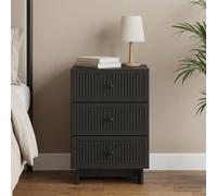 Ziaphsol Modern Vintage Nightstand Black 43 x 41 x 66.5 cm Wooden Engineering Bedside Table with 3 Drawers Storage for Bedroom Lounge Dormitory Adult Child Scandinavian Industrial Style