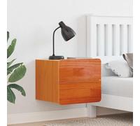 Ziaphsol Modern Wall-Mounted Nightstand in Natural Pine Wood 39 x 34 x 33 cm with Two Drawers for Bedroom Storage and Decor, Scandinavian Style, Durable Solid Wood Furniture for Adult and Child Rooms