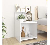 Ziaphsol Modern White 2-Piece Bedside Tables with 3 Open Shelves 40x35x60 cm MDF Agglomerate Bedroom Nightstands for Living Room and Bedroom Decor