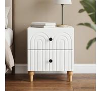 Ziaphsol Modern White Bedside Cabinet 43 x 34.5 x 48 cm Wooden Storage Drawer Nightstand with 2 Compartments for Bedroom Living Room Dormitory and Small Spaces
