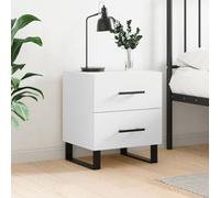 Ziaphsol Modern White Bedside Table 40x35x47.5 cm with Wooden Engineering Surface Metal Legs Spacious Drawers Multi-Purpose Storage Suitable for Bedroom Living Room Dormitory Decor