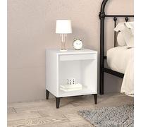 Ziaphsol Modern White Bedside Table 40x35x50 cm with Storage Drawer and Shelf for Bedroom Living Room Durable Wood and Metal Design Ideal for Adult and Child Spaces
