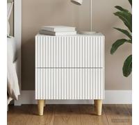 Ziaphsol Modern White Bedside Table 43 x 34.5 x 48 cm Wooden Engineering Small Nightstand with 2 Drawers for Bedroom Living Room Minimalist Decor