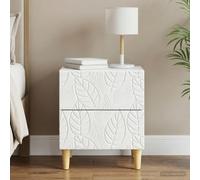 Ziaphsol Modern White Bedside Table 43 x 34.5 x 48 cm Wooden Engineering Surface with Eucalyptus Legs Compact Bedroom Nightstand with Drawer for Living Room Or Bedroom Decor