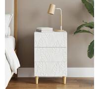 Ziaphsol Modern White Bedside Table 43 x 39.5 x 66.5 cm Wooden Engineering Finish Eucalyptus Legs Multi-Purpose Bedroom Or Living Room Furniture with Spacious Drawers