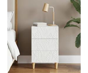 Ziaphsol Modern White Bedside Table 43 x 39.5 x 66.5 cm Wooden Engineering Finish Eucalyptus Legs Multi-Purpose Bedroom Or Living Room Furniture with Spacious Drawers