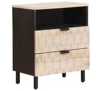 Ziaphsol Modern White Bedside Table 50 x 33 x 60 cm Mango Wood with 2 Drawers for Bedroom Living Room Home Decor