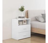 Ziaphsol Modern White Bedside Table 50x32x60 cm with Two Drawers and Shelf for Bedroom Living Room, Durable Wood Design, Easy Assembly, Wall Fixation Included