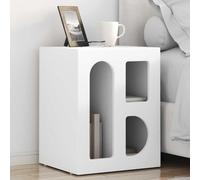 Ziaphsol Modern White Bedside Table ELST 40 x 35 x 50 cm Engineered Wood Compact Nightstand with Shelves for Bedroom Small Space Storage and Stylish Decor