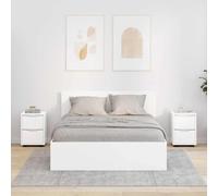 Ziaphsol Modern White Bedside Table with 2 Drawers Adjustable Height Durable Wood Engineering Bedroom Furniture for nightstand Or Side Table in Living Room Or Dormitory