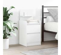 Ziaphsol Modern White Bedside Table with Two Drawers 38x34x80 cm Durable Wood Engineering Bedroom Nightstand with Storage for Bedroom Living Room Dormitory Adult Child