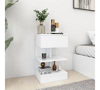 Ziaphsol Modern White Bedside Tables 2 Pack 40x35x65 cm Wooden Engineering Nightstands for Bedroom Living Room with Wall Mounting Hardware
