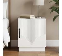 Ziaphsol Modern White Gloss Nightstand 43 x 34.5 x 47 cm with Wooden Frame Vintage Style Bedside Table for Bedroom Living Room with D Handles and Spacious Storage