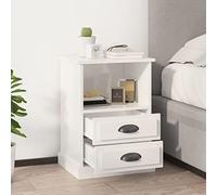 Ziaphsol Modern White Glossy Bedside Table Set of Two 43x36x60 cm with Durable Engineered Wood Storage Drawers and Open Compartment Ideal for Bedroom Living Room Or Dormitory Decor