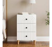 Ziaphsol Modern White Glossy Bedside Table with Three Drawers 43 x 41 x 66.5 cm Versatile Bedroom Or Living Room Furniture for Storage and Organization in Contemporary Or Vintage Styles
