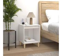 Ziaphsol Modern White Glossy Nightstand 40x35x50 cm Engineered Wood Bedside Table with Storage Drawer and Surface for Bedroom Living Room Dormitory Furniture