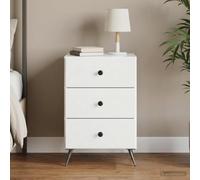 Ziaphsol Modern White Glossy Nightstand with Drawer 43 x 41 x 66.5 cm for Bedroom Living Room Vintage Scandinavian Wooden Storage Furniture