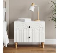 Ziaphsol Modern White Glossy Nightstand with Drawer 62 x 34.5 x 48 cm for Bedroom Living Room Storage Scandinavian Style MDF Engineered Wood Durable Finish