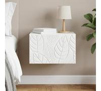 Ziaphsol Modern White Wall-Mounted Bedside Cabinet 49 x 34.5 x 20 cm with Large Drawer for Bedroom Or Living Room Storage, Scandinavian Style, Durable Wood MDF