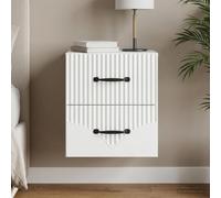 Ziaphsol Modern White Wall-Mounted Bedside Table with Drawer 34.5 x 33 x 40 cm Durable Wood MDF Scandinavian Style Bedroom Furniture for Small Spaces and Urban Apartments