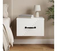 Ziaphsol Modern White Wall-Mounted Bedside Table with Drawer and Storage Shelf for Bedroom, Compact 34.5 x 33 x 20 cm, Versatile Furniture for Adult Or Children's Rooms, Sturdy Wood Finish