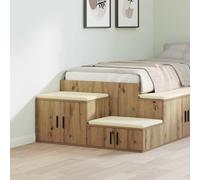 Ziaphsol Modern Wooden Storage Cabinet Set 2 Pieces Chêne Artisanal 127 x 41 x 40 cm for Living Room Bedroom and Dining Room with Black Handles and Durable Engineering Finish