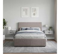 Ziaphsol Mural Bedside Cabinet 2 pcs Sonoma Grey 49 x 34.5 x 20 cm Modern Wood Storage with Drawers and Open Shelf for Bedroom Living Room Or Guest Space