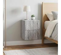 Ziaphsol Mural Bedside Cabinet 2 pcs Sonoma Grey Modern Wall-Mounted Nightstands with 4 Drawers for Bedroom, Living Room, Apartment, Durable Wood MDF Scandinavian Style