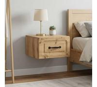 Ziaphsol Mural Bedside Cabinet 2 Piece Chêne Artisanal Wood Finish Compact Modern Bedroom Storage with Drawer and Shelf for Bedroom Living Room Or Dorm