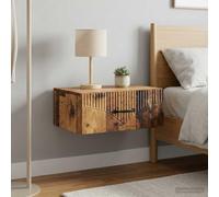 Ziaphsol Mural Bedside Cabinet 2 Pieces Wood Vintage 49 x 34.5 x 20 cm Modern Scandinavian Style with Storage Drawer and Open Shelf for Bedroom Living Room Or Guest Space