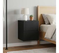 Ziaphsol Mural Bedside Cabinet Set 2 Pieces Black Wood Engineering Modern Vintage Design Space-Saving Wall Mount Bedroom Lounge Decor