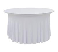 Ziaphsol Nappes élastiques de Table avec Jupon 2 pcs 180x74 cm Blanc Tissu Polyester élasthanne pour décoration intérieure et extérieure, résistant, Lavable en Machine