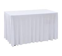Ziaphsol Nappes élastiques de Table avec Jupon 2 pièces 243x76x74 cm Blanc Tissu Polyester élasthanne pour décoration intérieure et extérieure, idéale pour fêtes ou réceptions