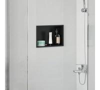 Ziaphsol Niche de douche noire 30 x 20 x 9,5 cm en acier inoxydable avec profil stable et joint pour salle de bain, niche de salle de bain moderne pour paroi de douche, cloison en verre, montage