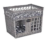 Ziaphsol Niche douillette pour chat en osier gris avec coussin épais - 46 x 32 x 36 cm - Lit pour chat et panier pour chat - Pour couchage, refuge dans le salon, le balcon