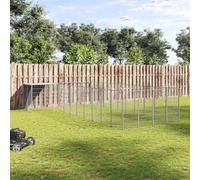 Ziaphsol Niche pour chien argentée 13,31 m² en acier revêtu par pulvérisation et polyéthylène avec porte verrouillable, toit résistant à l'eau, enclos pour chien, jardin, cour et terrasse, montage
