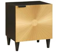 Ziaphsol Nightstand Black and Gold 40 x 33 x 46 cm Wooden Bedside Table with Storage for Bedroom Living Room Rustic Modern Furniture