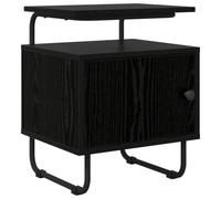 Ziaphsol Nightstand Chêne Noir with Engineered Wood Surface and Galvanized Steel Frame for Modern Bedroom Storage Bedside Table with Large Compartment and Protective Floor Pads