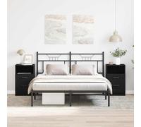 Ziaphsol Nightstand with Drawer 2 Pieces Black Oak 40 x 35 x 65 cm Modern Rustic Bedroom Furniture with Storage Shelf and Robust Wooden Engineering Material for Small Apartments and Guest Rooms