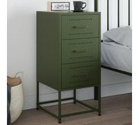 Ziaphsol Olive Green Steel Nightstand 36x39x78 cm Industrial Bedside Table with Storage for Bedroom Living Room Or Office, Modern Vintage Design with Wall Mount Option