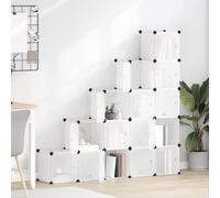 Ziaphsol Organiseur de Rangement en Cube modulable avec 15 Compartiments en PP Transparent et Portes, idéal pour Armoire, Couloir, Chambre ou buanderie, Facile à Assembler et empilable