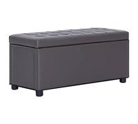 Ziaphsol Ottoman gris avec espace de rangement en cuir synthétique, banc rembourré pour couloir et salon, 87,5 cm de long, cadre en bois, utilisable comme tabouret ou table basse pour un rangement